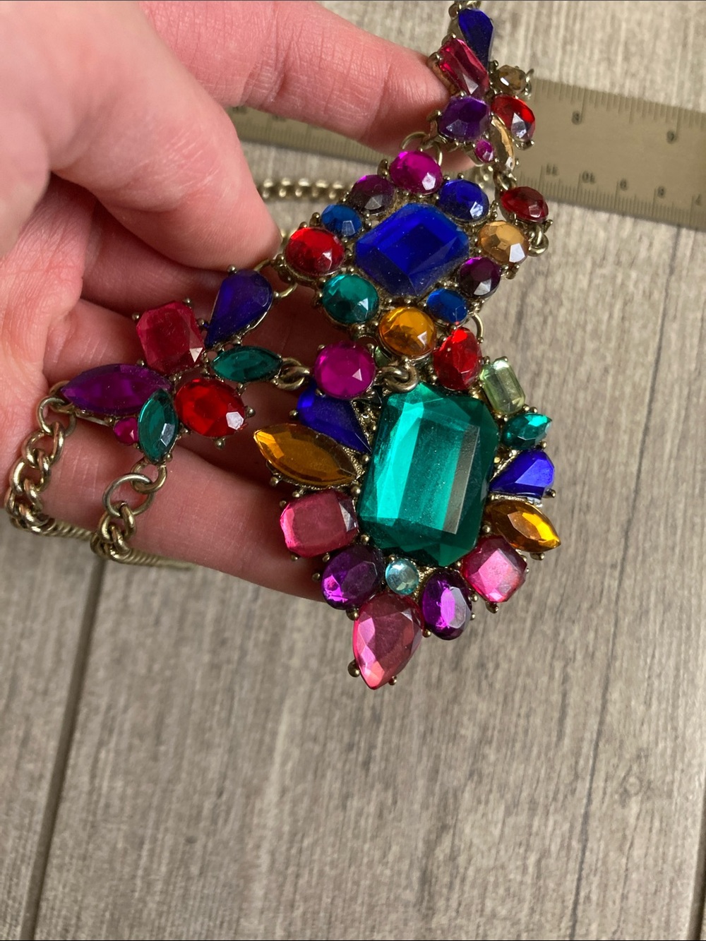 2010s Multicolor Crystal Statement Necklace - Bold Gem Cluster